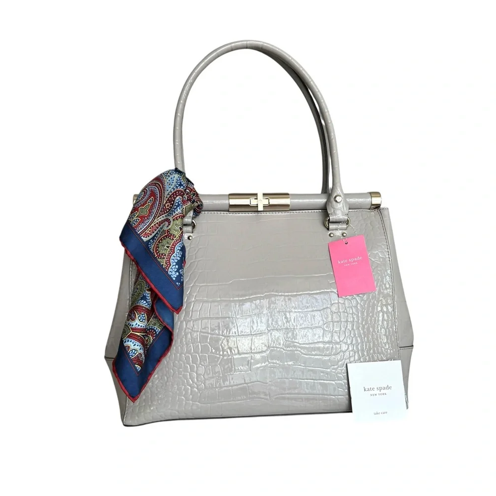 🆕 Kate Spade Patent Constance Large Shoulder Bag Gray